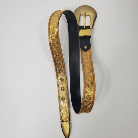 Another Line Gold Metal On Leather Belt - Picture 4 of 8